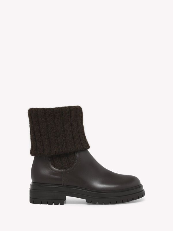 ジャンヴィト ロッシ レディース シューズ ブーツ・レインブーツ Gianvito Rossi Tenney Booties Brown Fabric And Nappa ブラウン