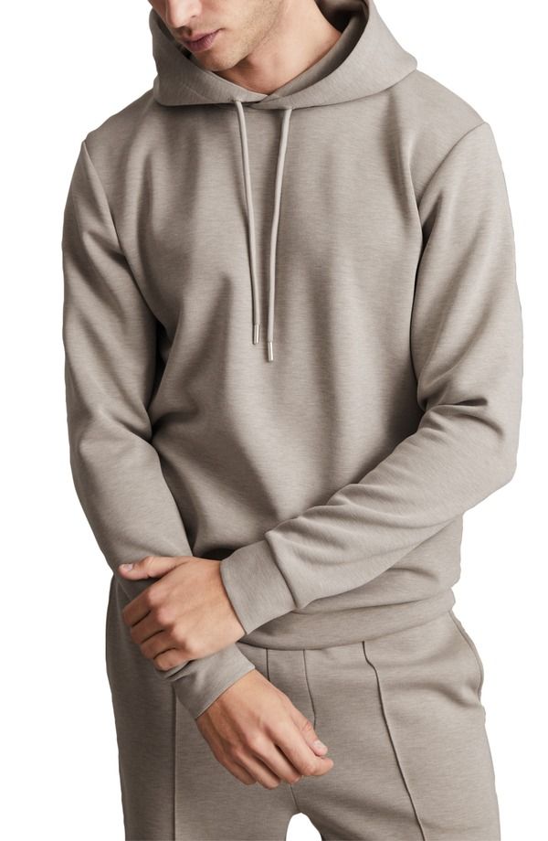 レイス メンズ アウター パーカー・スウェット ニット Reiss Fabien Double Knit Hoodie Taupe トープ