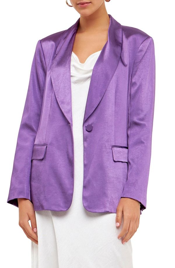 エンドレスローズ レディース アウター ジャケット・ブルゾン サテン ブレザー Endless Rose The Satin Blazer Purple パープル