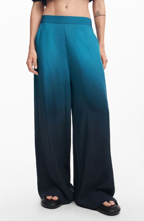 デジグアル レディース ボトムス レギンス ワイドレッグ パンツ Desigual Tremiti Ombr Wide Leg Pants Green グリーン
