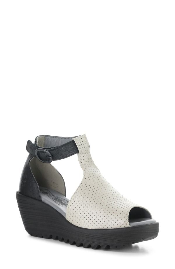 フライロンドン レディース シューズ ヒール プラットフォーム サンダル アンクル Fly London Lemo Ankle Straplatform Wedge Sandal Silver Black ブラック