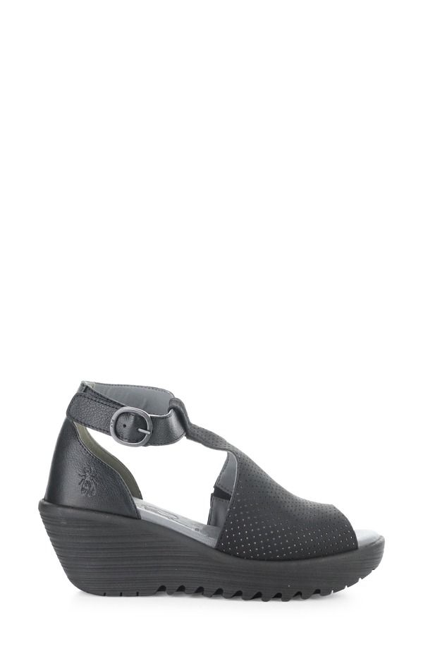 フライロンドン レディース シューズ ヒール プラットフォーム サンダル アンクル Fly London Lemo Ankle Straplatform Wedge Sandal Black ブラック