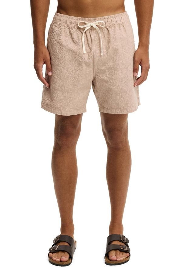 コットンオン メンズ ボトムス ハーフパンツ・ショーツ Cotton Mens Easy Short Dusty Clay Seersucker