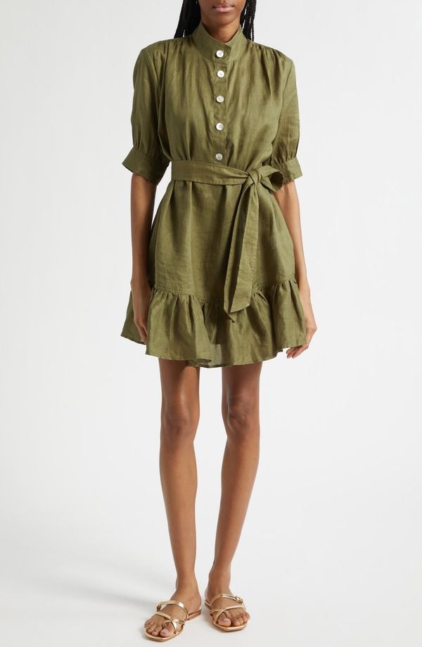 ヴェロニカ ベアード レディース トップス ワンピース フリル裾 フリル Veronica Beard Kaidin Ruffle Hem Dress Army アーミー