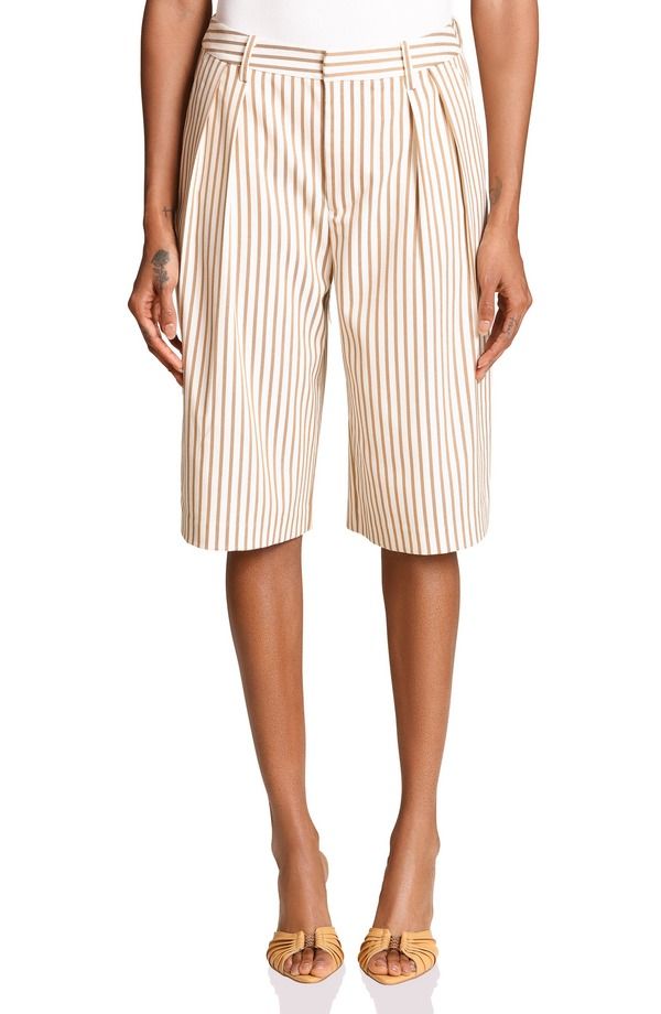 アヴェックレフィーユ レディース ボトムス ハーフパンツ・ショーツ プリーツ ショートパンツ Avec Les Filles Pleated Bermuda Shorts Camel Cream クリーム