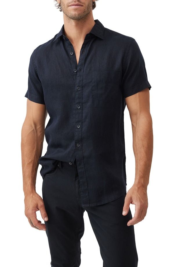 ロッドアンドグン メンズ トップス シャツ リネン Rodd Gunn Palm Beach Sports Fit Short Sleeve Linen ButtonUp Shirt Midnight