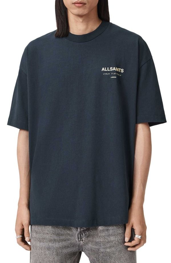 オールセインツ メンズ トップス Tシャツ グラフィック AllSaints Underground Oversize Graphic TShirt Moonlit Blue ブルー