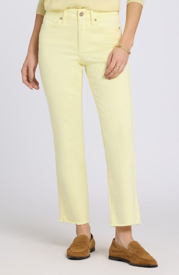 エヌワイディージェイ レディース ボトムス デニムパンツ ストレート アンクル ジーンズ NYDJ Marilyn Frayed Ankle Straight Leg Jeans Chardonnay