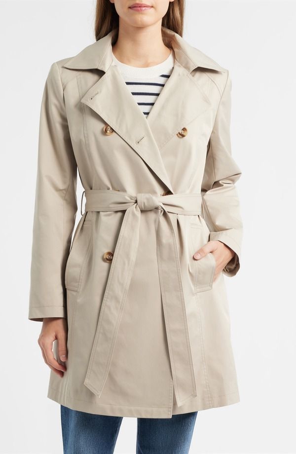 サムエデルマン レディース アウター ジャケット・ブルゾン コート Sam Edelman Hooded Beltedouble Breasted Trench Coat Birch