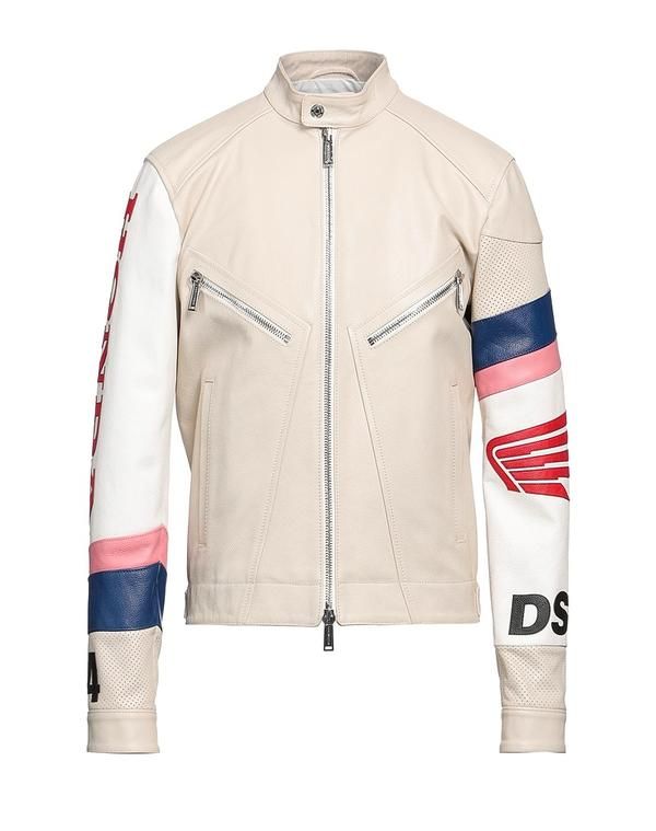 ディースクエアード メンズ アウター ジャケット・ブルゾン DSQUARED2 レザーブルゾン Beige ベージュ