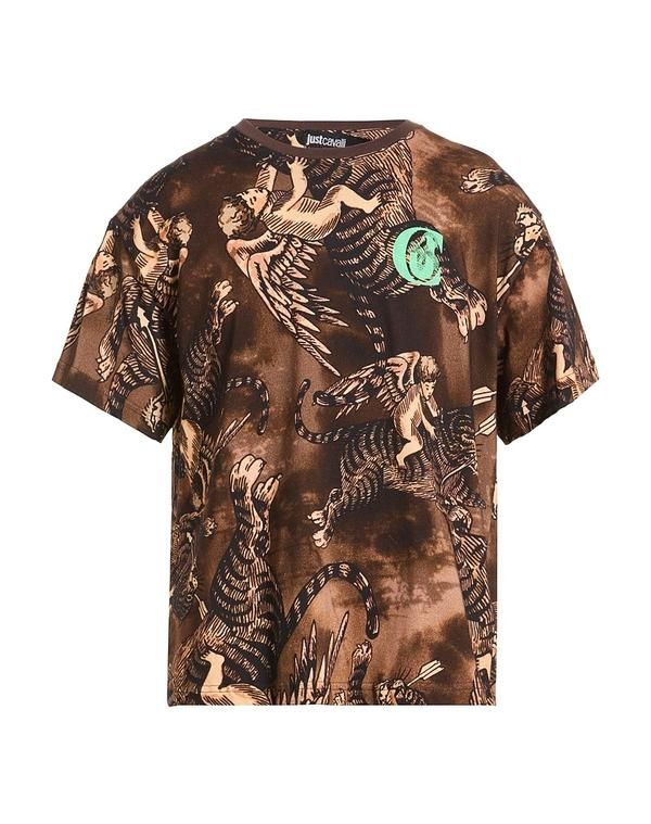 ジャストカバリ メンズ トップス Tシャツ JUST CAVALLI Ｔシャツ Brown ブラウン