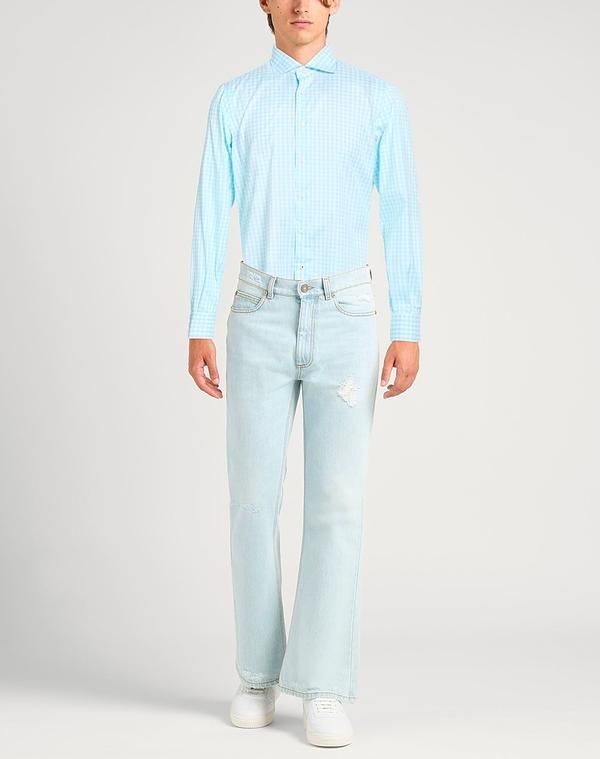 イザイア メンズ トップス シャツ ISAIA チェック柄シャツ Sky Blue