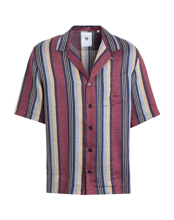 PT トリノ メンズ トップス シャツ PTorino ストライプ柄シャツ Burgundy バーガンディ