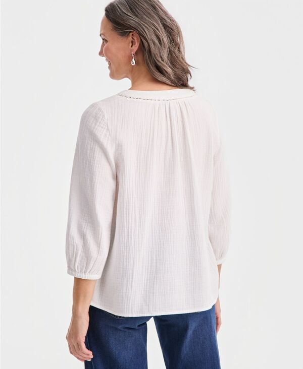 スタイルアンドコー レディース トップス シャツ Vネック コットン ブラウス Style Co Womens Cotton Gauze VNeck Blouse Macys Exclusive Bright White ホワイト スタイルアンドコー レディース トップス シャツ Vネック コットン ブラウス Style Co Womens Cotton Gauze VNeck Blouse Macys Exclusive Bright White ホワイト