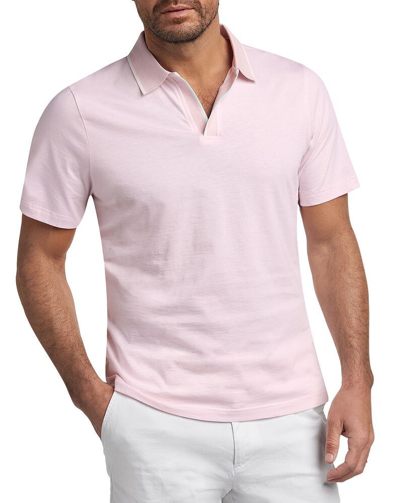 デイビッドドナヒュー メンズ トップス ポロシャツ シルク コットン Davidonahue Hemingway Cotton Silk Polo Shirt Pale Pink ピンク