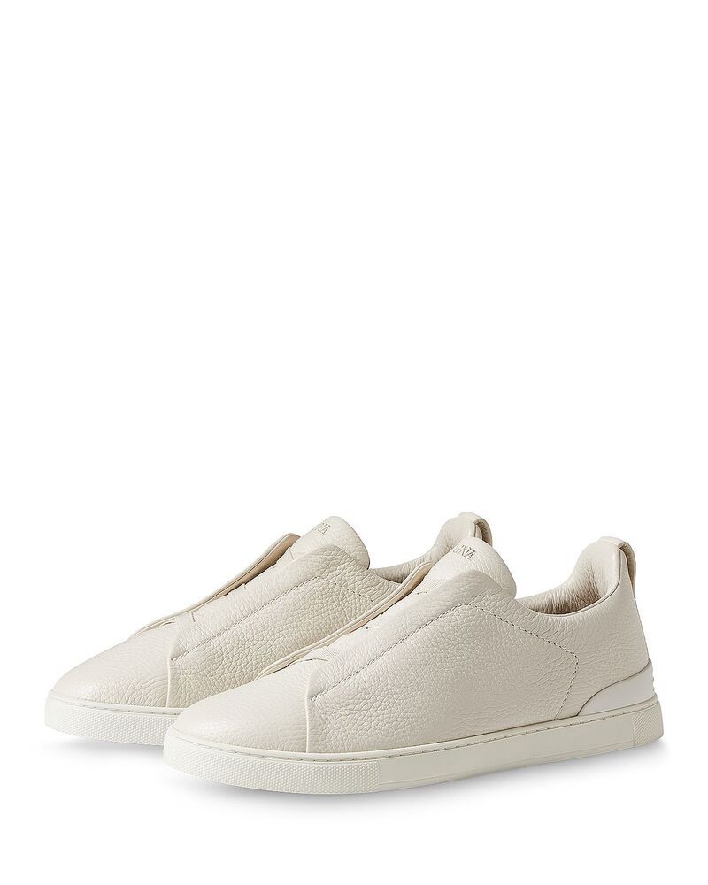 ゼニア メンズ シューズ スニーカー ZEGNA Mens Deerskin Triple Stitch Low Top Sneakers Off White オフホワイト