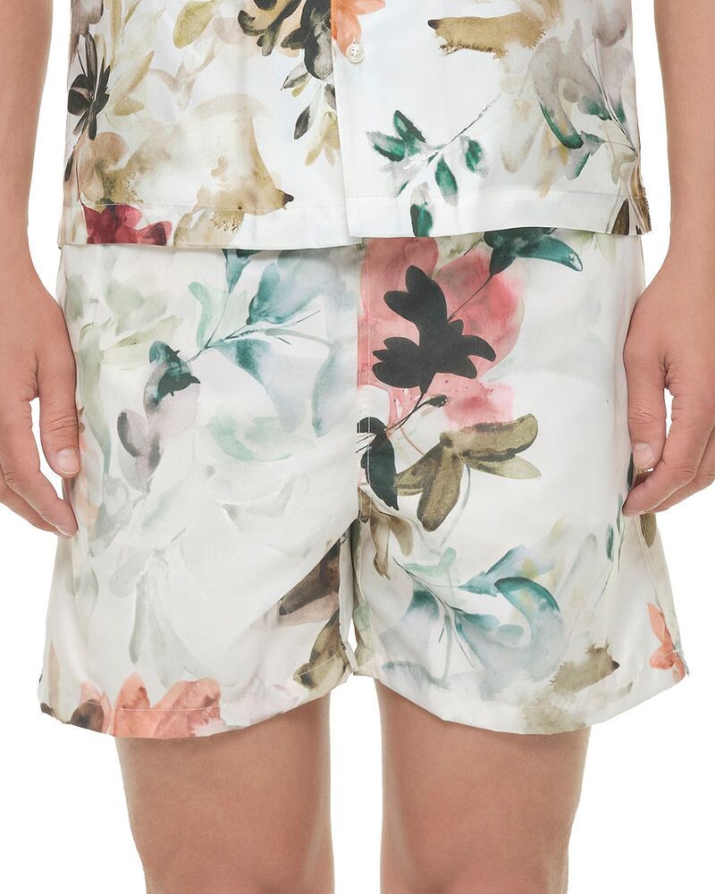 シムカイ メンズ 水着 ハーフパンツ・ショーツ ショートパンツ SIMKHAI Lowell 45 Swim Shorts Ivory Watercolor Floral アイボリー