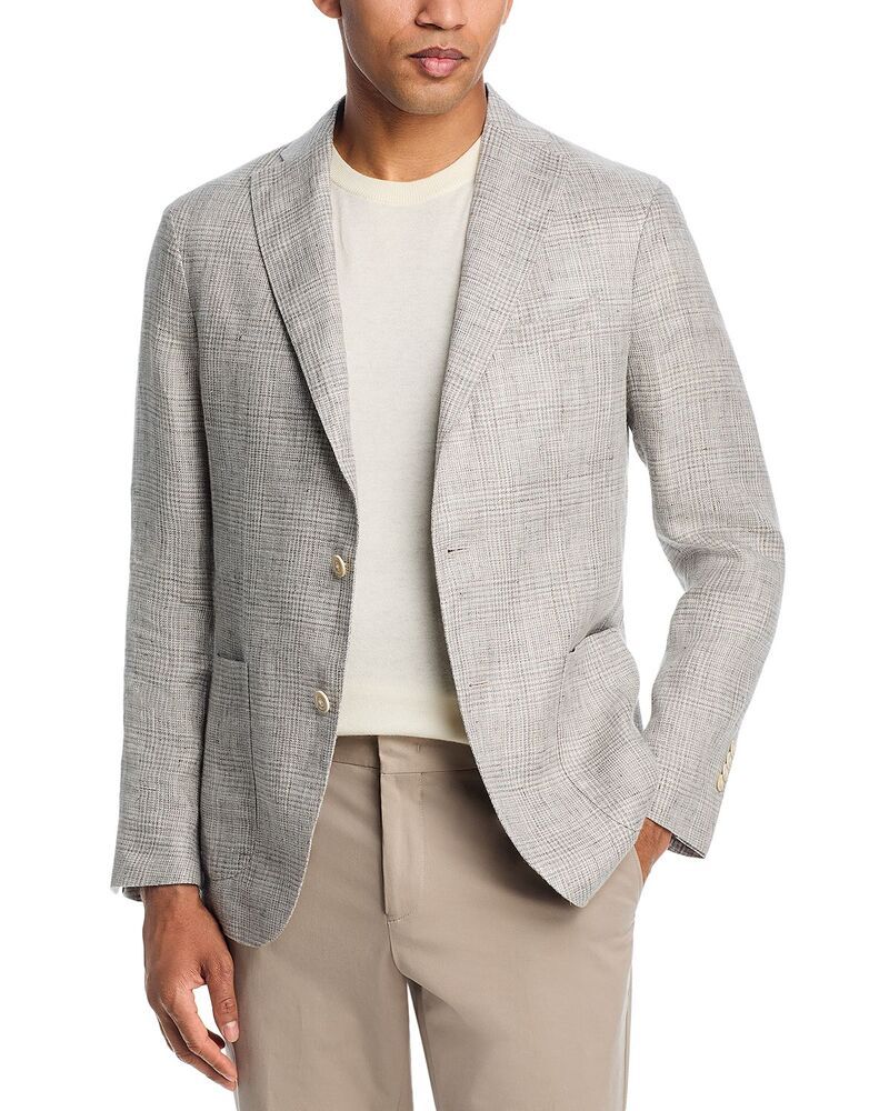 ボリオリ メンズ アウター ジャケット・ブルゾン スリムフィット リネン Bogliolinen Plaid Slim Fit K Jacket Oatmeal オートミール