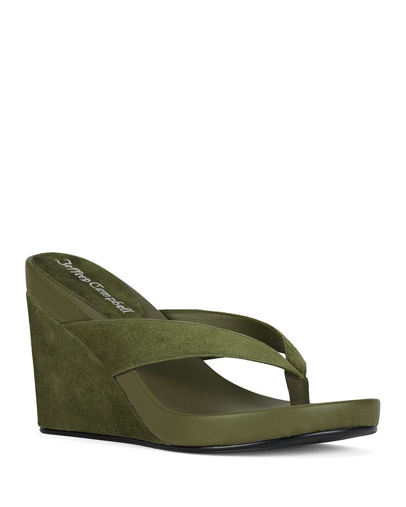 ジェフリー キャンベル レディース シューズ サンダル Jeffrey Campbell Womens Liezel Wedge Sandals Olive Suede Combo オリーブ