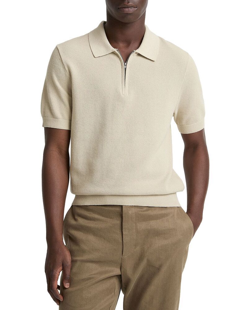 ヴィンス メンズ トップス ポロシャツ Vince Pique Zipolo Parchment