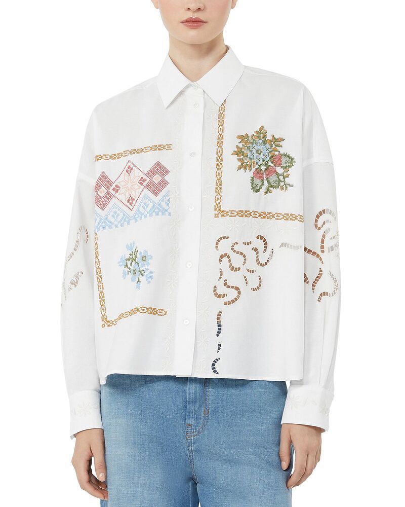 ウィークエンド マックスマーラ レディース トップス シャツ Weekend Max Mara Wkdfontembellished Poplin Shirt White ホワイト