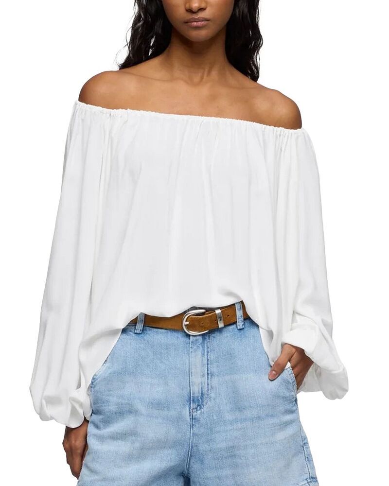 セブンフォーオールマンカインド レディース トップス シャツ シルク ブラウス 7 For All Mankind Silk OfftheShoulder Blouse Silk Blend Ecru エクリュ