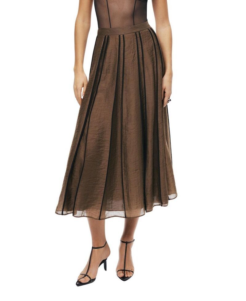 ノクチューン レディース ボトムスカート プリーツ ミディ シアー NOCTURNE Sheer Pleated Midi Skirt Camel キャメル 40,820円