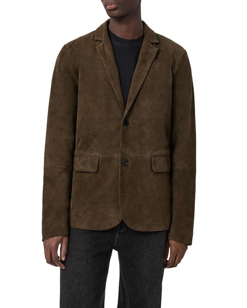 オールセインツ レディース アウター ジャケット・ブルゾン レギュラーフィット スエード ブレザー ALLSAINTS Monet Waxed Suede Regular Fit Blazer Dark Olive オリーブ
