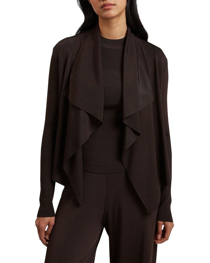 テッドベーカー レディース アウター カーディガン Ted Baker Elliyy Waterfall Front Cardigan Dark Drown