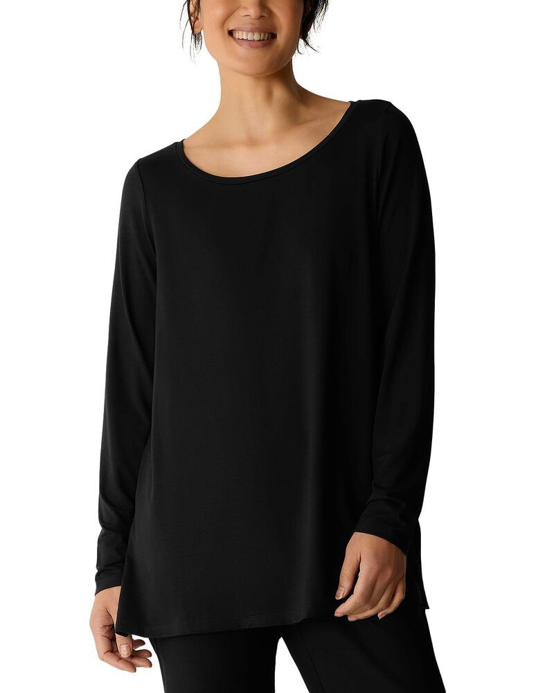 エイリーンフィッシャー レディース トップス シャツ Eileen Fisher Ballet Neck Tunic Black ブラック
