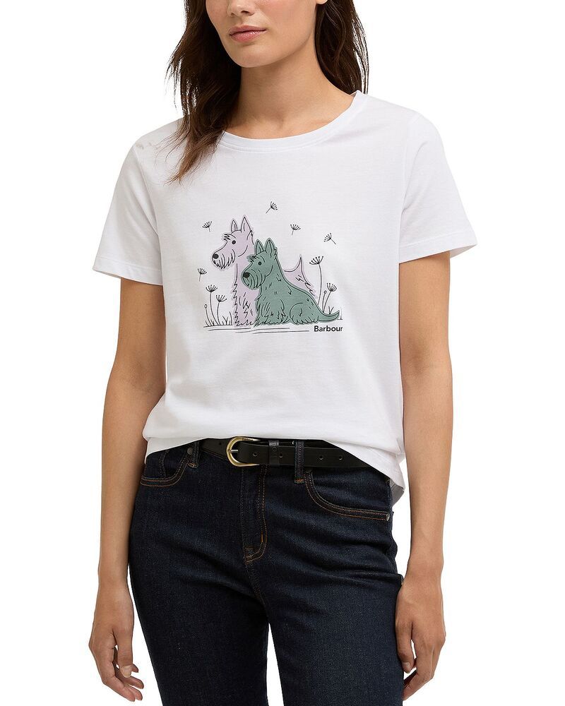 バブアー レディース トップス Tシャツ グラフィック Barbour Clover Graphic Tee White ホワイト