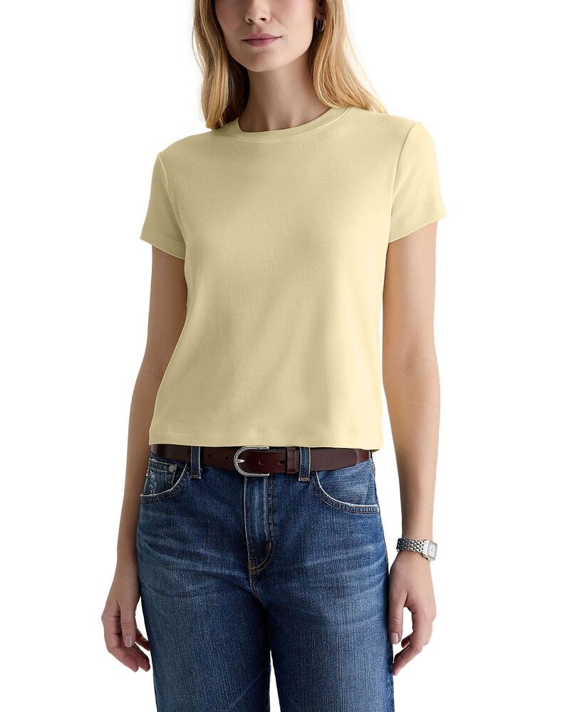 エージー レディース トップス Tシャツ クロップド AG Sadie Crew Cropped Tee Butter Yellow イエロー
