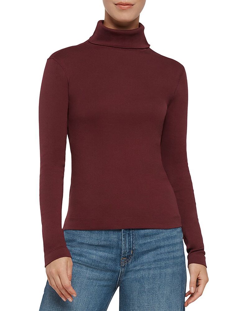 スリードッツ レディース トップス Tシャツ タートルネック Three Dotstriped Turtleneck Long Sleeve Tee Fig ストライプ