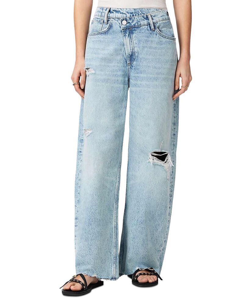 オールセインツ レディース ボトムス デニムパンツ ジーンズ ALLSAINTS Aki Mid Rise Crossover Jeans in Destroy Light Destroy Light Blue ブルー