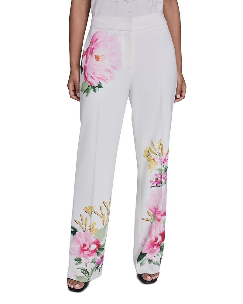カール ラガーフェルド レディース ボトムス カジュアルパンツ フラワー柄 レース フラワー KARLAGERFELD PARIS Placed Floral Pantsoft White ホワイト
