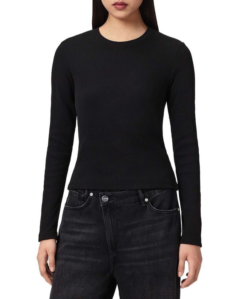 オールセインツ レディース トップス Tシャツ ALLSAINTS Elena Long Sleeve Tee Black ブラック