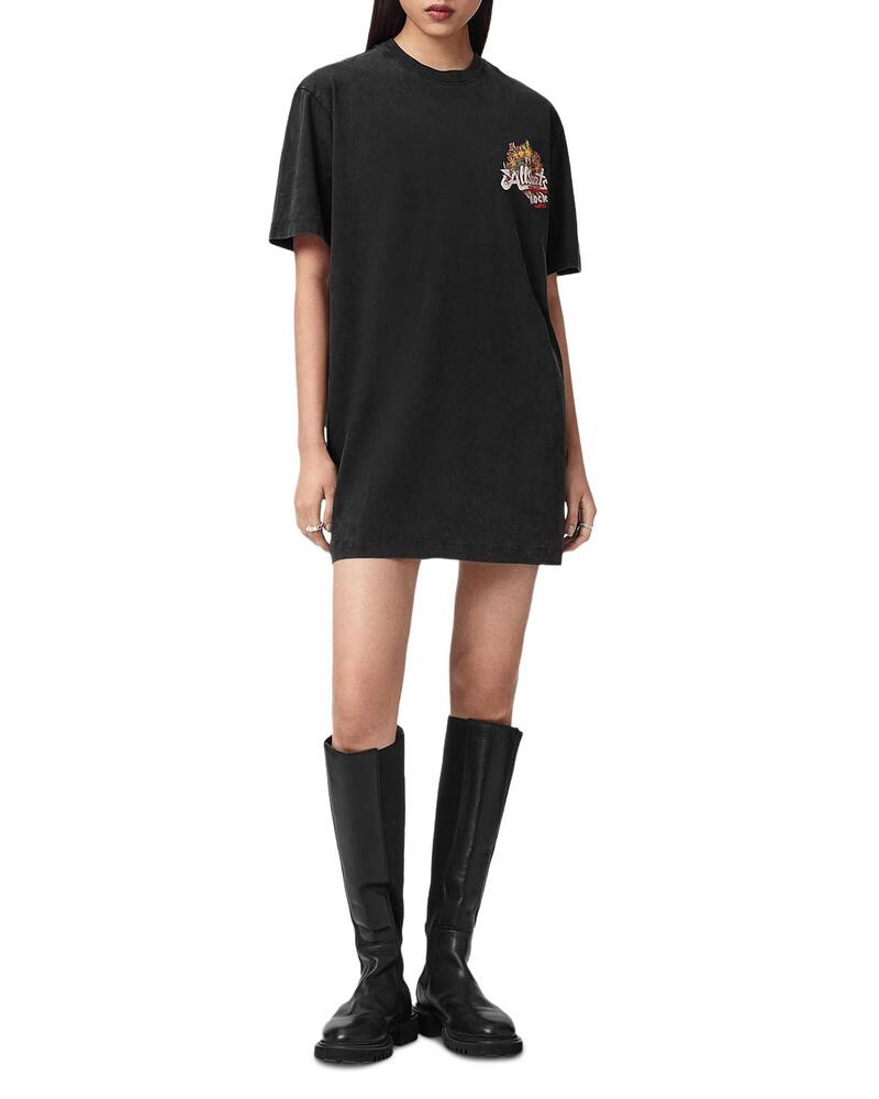 オールセインツ レディース トップス Tシャツ ALLSAINTS Roque Tee Dress Washed Black ブラック
