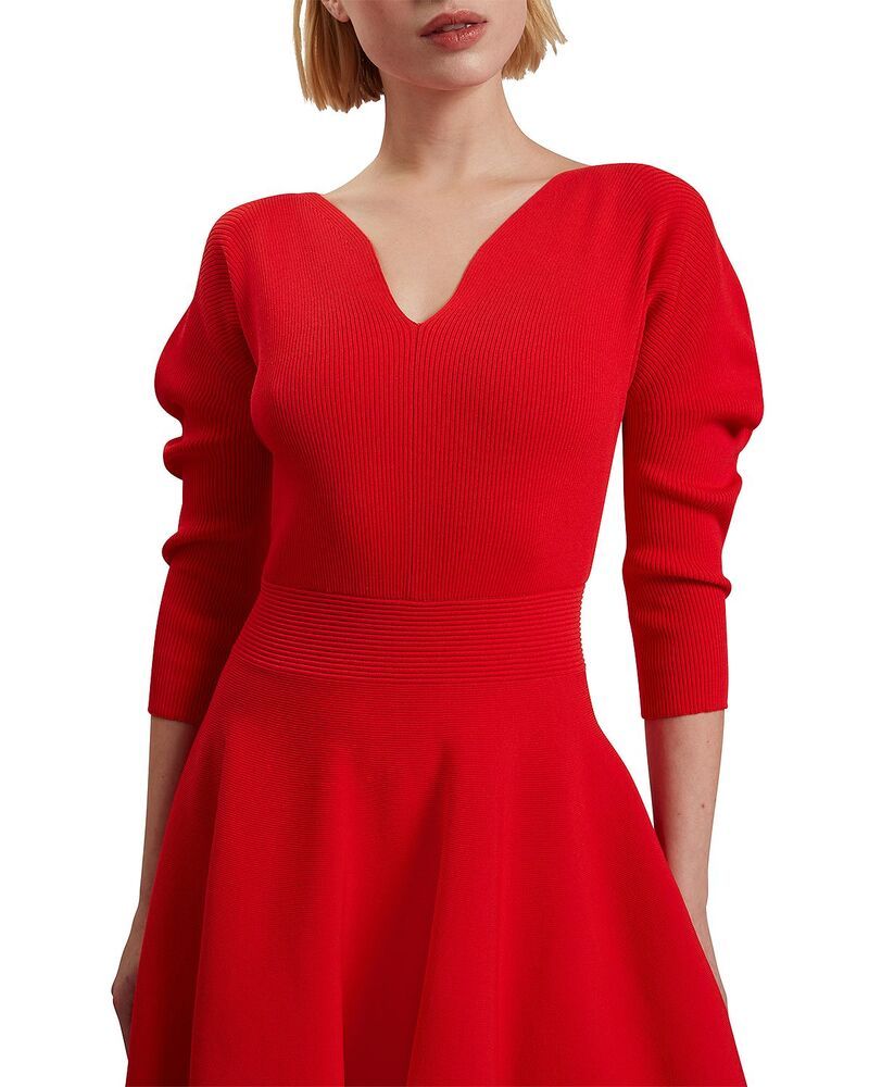 テッドベーカー レディース トップス ワンピース ニット Ted Baker Jescka Sculptured Knit Skater Dress Burnt Red レッド