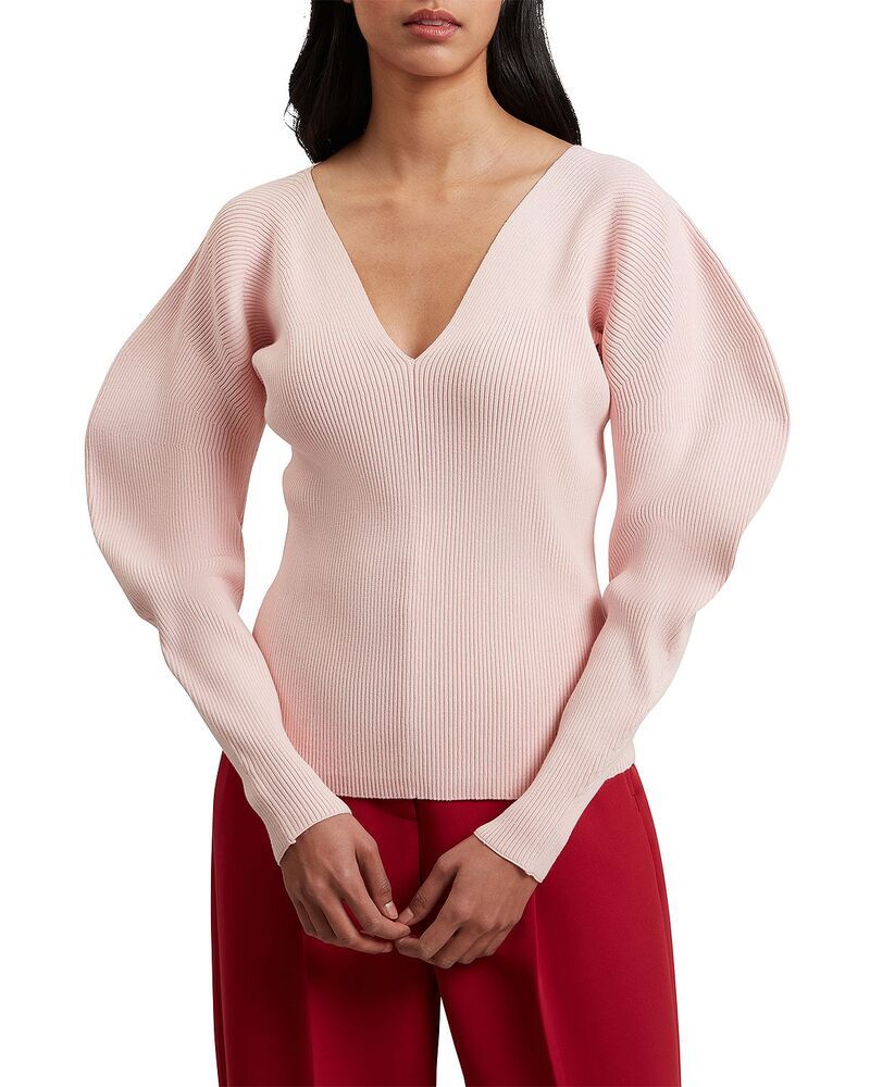 テッドベーカー レディース アウター ニット・セーター リブ Ted Baker Amelyaa Ribbed Sculpted Sleeve Sweater Light Pink ピンク
