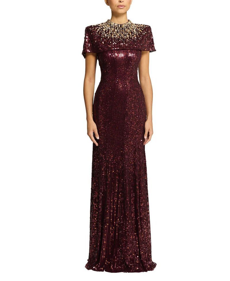 ジェニー・パッカム レディース トップス ワンピースパンコール Jenny Packham Radiant SequinEmbellished Gown Cardinal