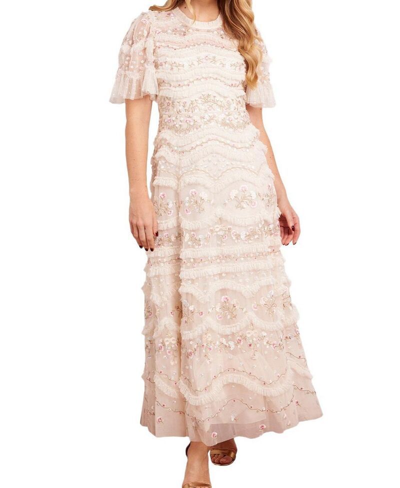 ニードルアンドスレッド レディース トップス ワンピース フリル アンクル Needle Thread Marina Ruffle Ankle Gown CreamMulti クリーム