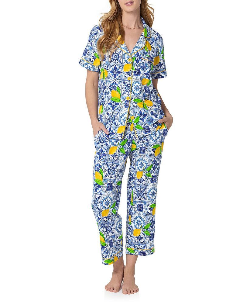 ベッドヘッドパジャマ レディース アウター パーカー・スウェット クロップド ジャージー BedHead Pajamastretch Jersey Cropped Pajama Set Azure Summer