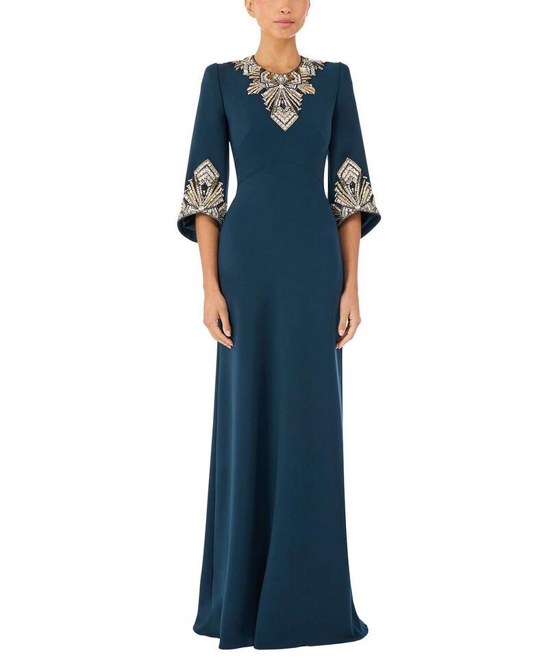 ジェニー・パッカム レディース トップス ワンピース Jenny Packham Ice Cascadembellishedress Hawks Eye Blue ブルー
