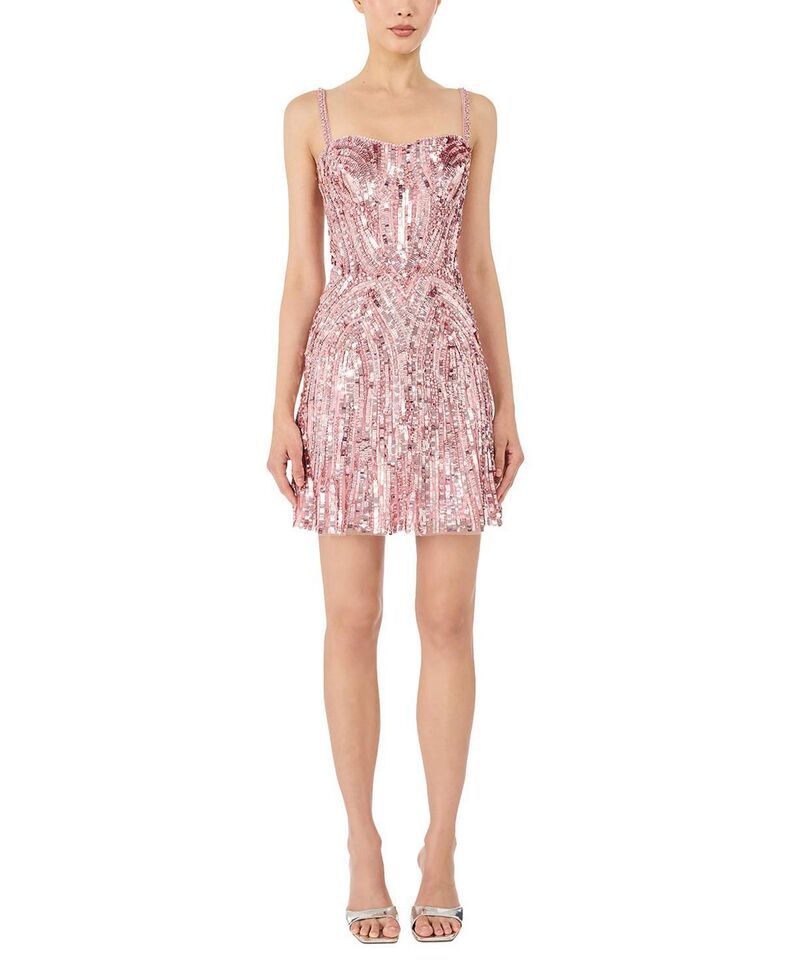 ジェニー・パッカム レディース トップス ワンピース ミニ スパンコール Jenny Packham Rebecca SequinEmbelished Mini Dress Pink Pearl パール