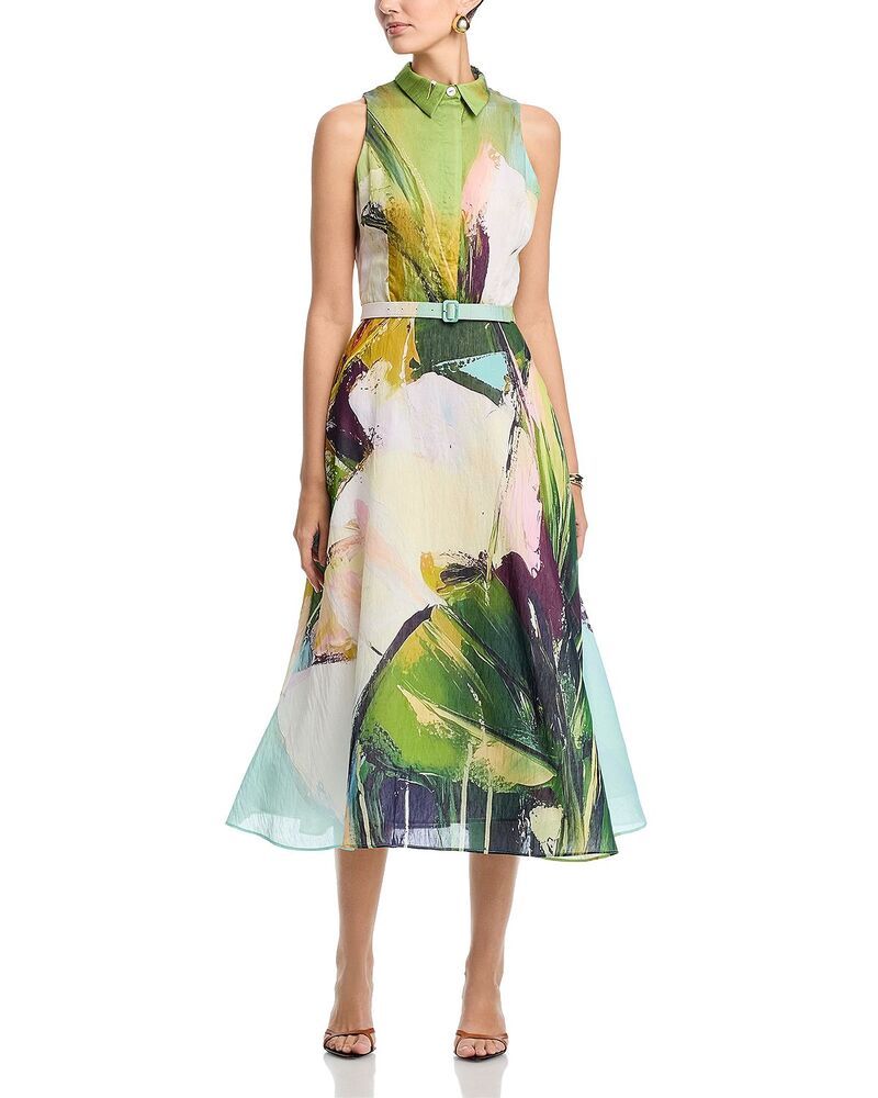 テリジョンバイリッキーフリーマン レディース トップス シャツ プリント ノースリーブ Teri Jon by Rickie Freeman Abstract Print Sleevelesshirt Dress Green Multi グリーン