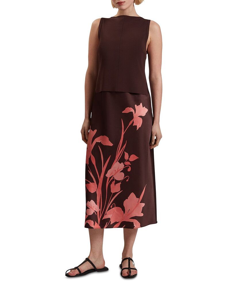 テッドベーカー レディース トップス ワンピース ニット Ted Baker Lattena Knit Bodice Dress Dark Brown ブラウン