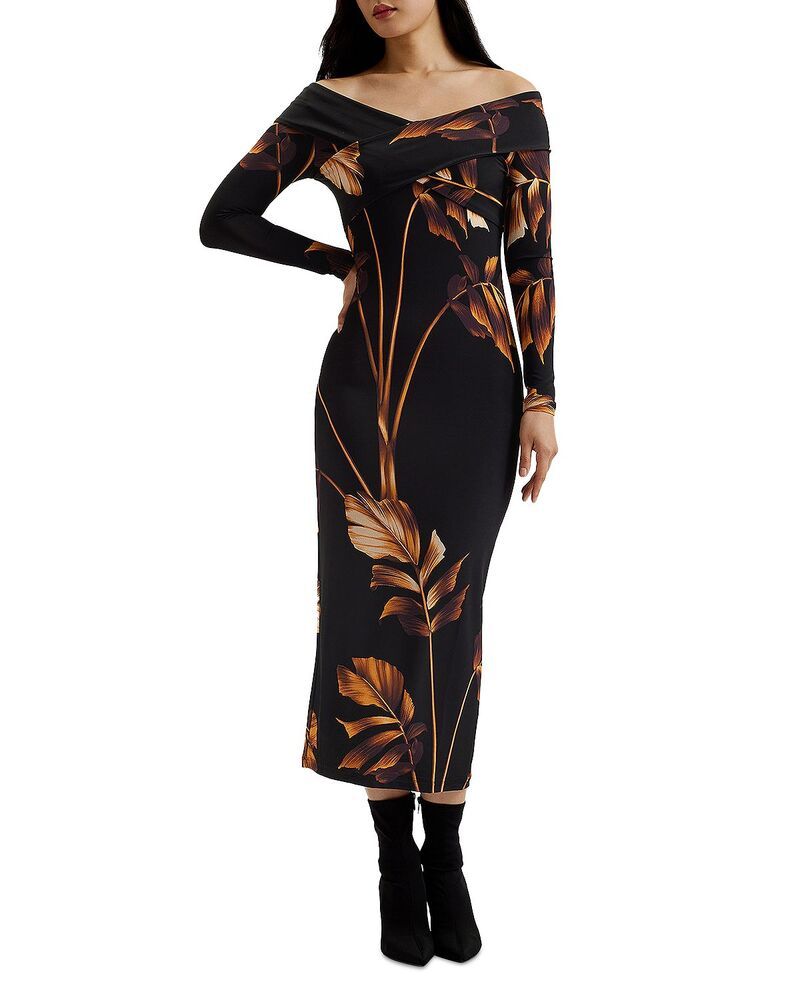 テッドベーカー レディース トップス ワンピース ミディ Ted Baker Josefen Bodycon Midi Dress Black ブラック の商品写真