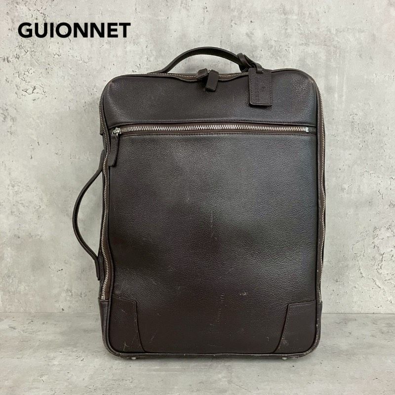 GUIONNET ギオネ 2WAYシュリンクレザービジネスリュック ビジネスバッグ リュックサック バックパック ブリーフケース デイパック ブラウン 茶色 A4収納 パソコン 通勤 通学 カバン 鞄 大容量 ★ ■■