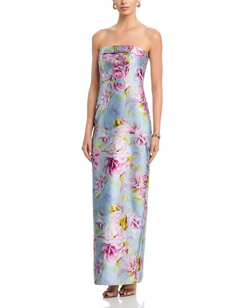セイア レディース トップス ワンピーストラップレス Theia Cleo Strapless Column Gown Glass Garden