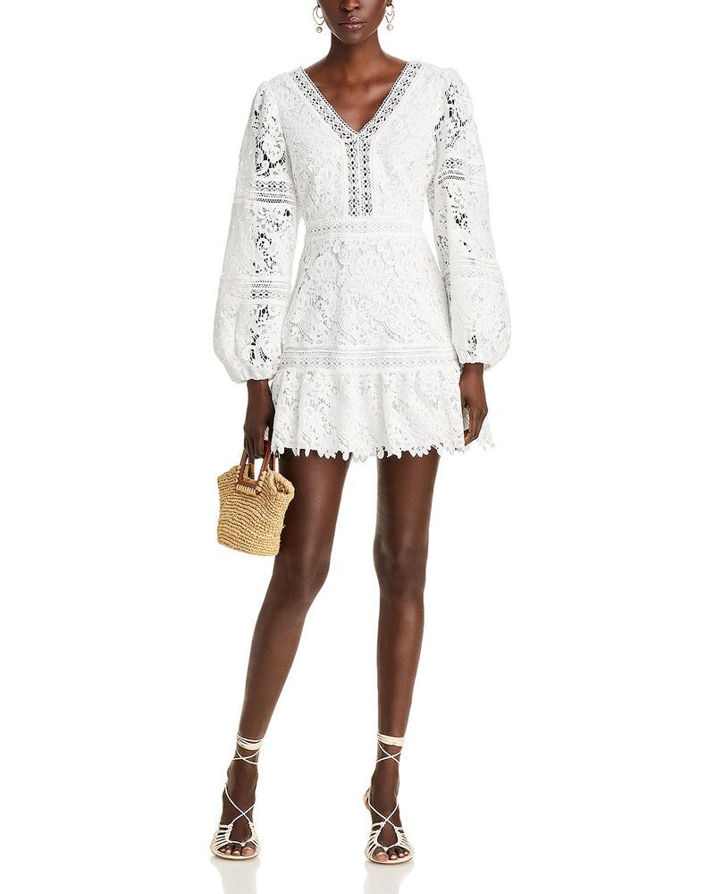 アクア レディース トップス ワンピース レース AQUA Lace Inset Dress Exclusive White ホワイト